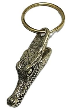 Gold Crocodile Keychain for Reptile Lovers